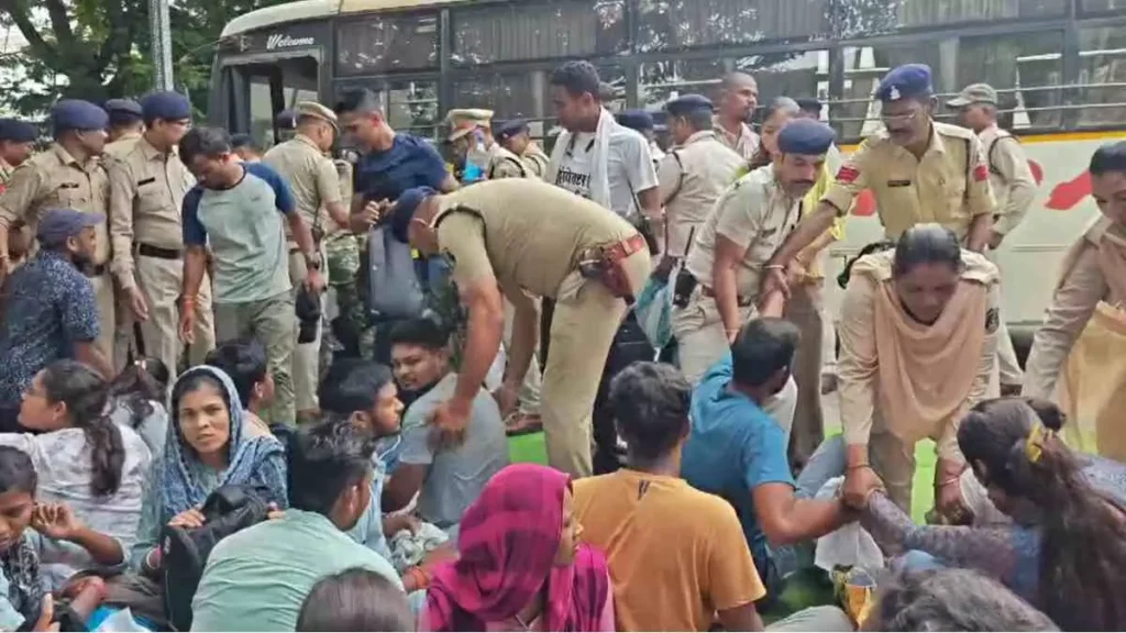 गृहमंत्री विजय शर्मा के निवास के बाहर बैठे SI अभ्यर्थियों को पुलिस ने हटाया