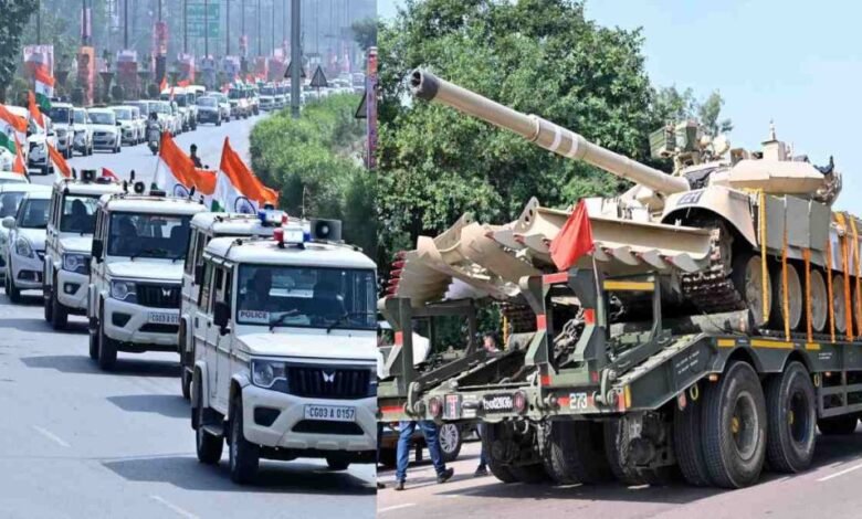 भव्य सशस्त्र सैन्य समारोह: भारतीय सेना का भीष्म टी-90 टैंक पहुंचा रायपुर, शहर में रैली निकालकर किया गया स्वागत
