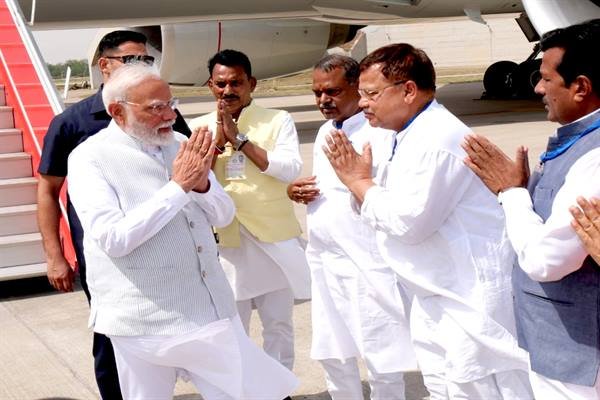 प्रधानमंत्री मोदी का ग्वालियर आगवन पर हुआ स्वागत