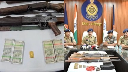 दंतेवाड़ा में नक्सलियों का बड़ा डंप बरामद, ₹16 लाख का सोना और हथियार जब्त