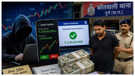 दुर्ग में शेयर ट्रेडिंग के नाम पर 2 करोड़ से ज्यादा की ठगी, आरोपी गिरफ्तार